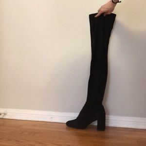 Jeffrey Campbell Thigh High Black Suede Boots